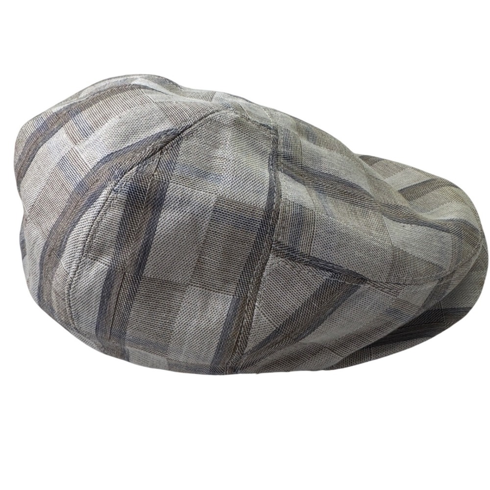 Epoch Hats Company Mens Gray Plaid Cotton Flat Cap Ivy Driving Hat S/M